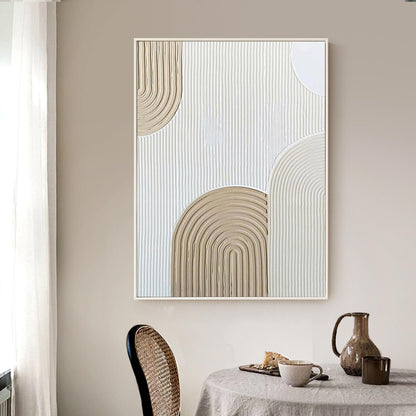 Beige and white 3D Minimalist Painting Large Beige and white Art Beige – Abstract Painting