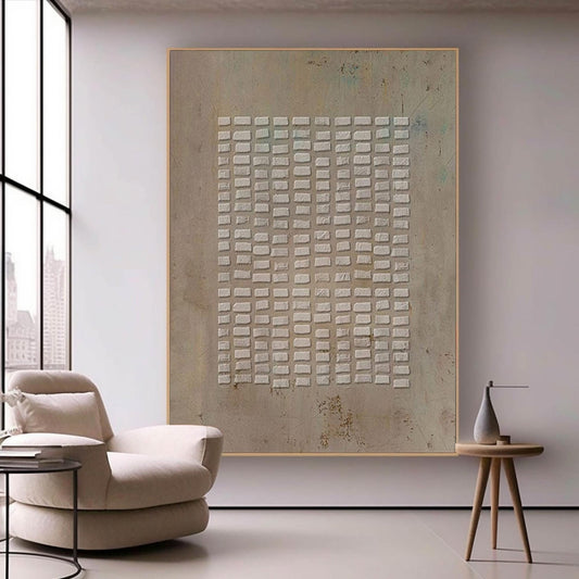 Brown Beige Wabi Sabi Wall Art 3D Block Texture Canvas Painting for Entryway Decor