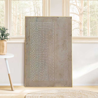 Wabi Sabi Wall Art Brown Geometric Textured Canvas Painting for Living Room