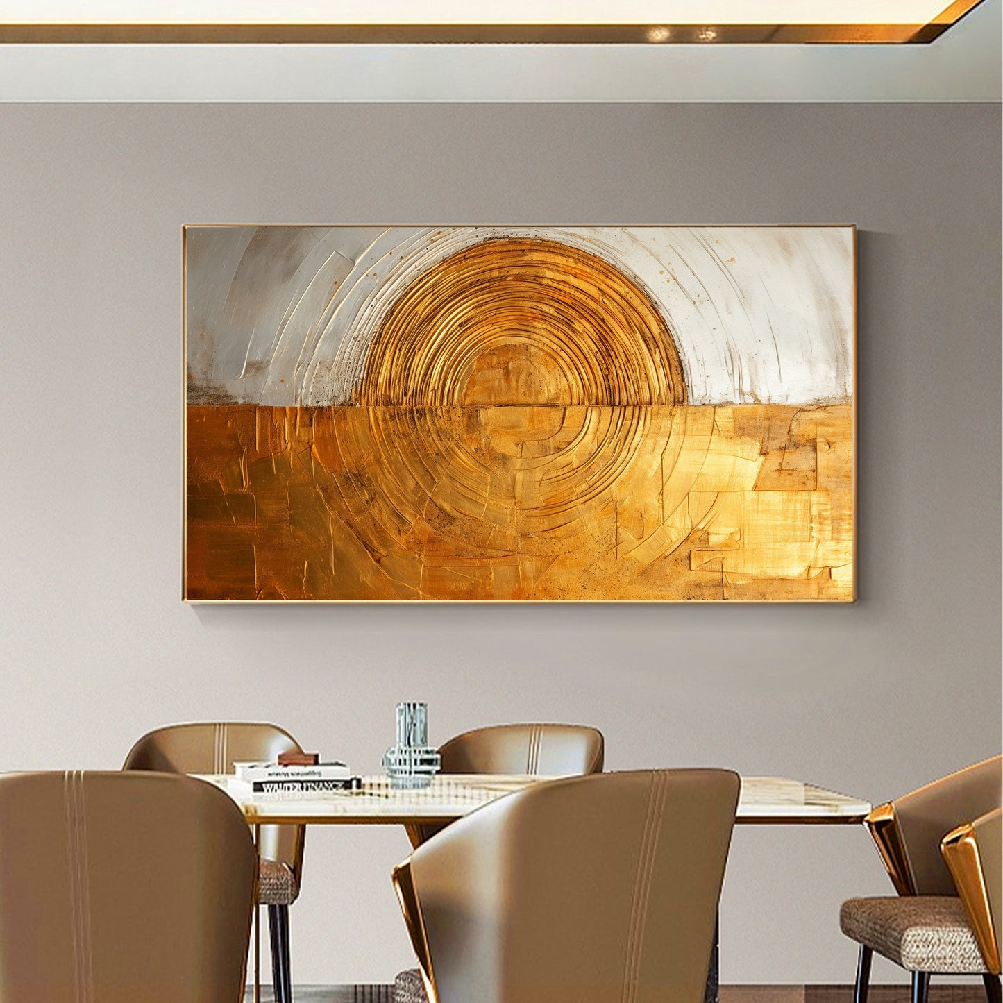 Gold Art Deco Textured Abstract Wall Art – Original Gold Foil