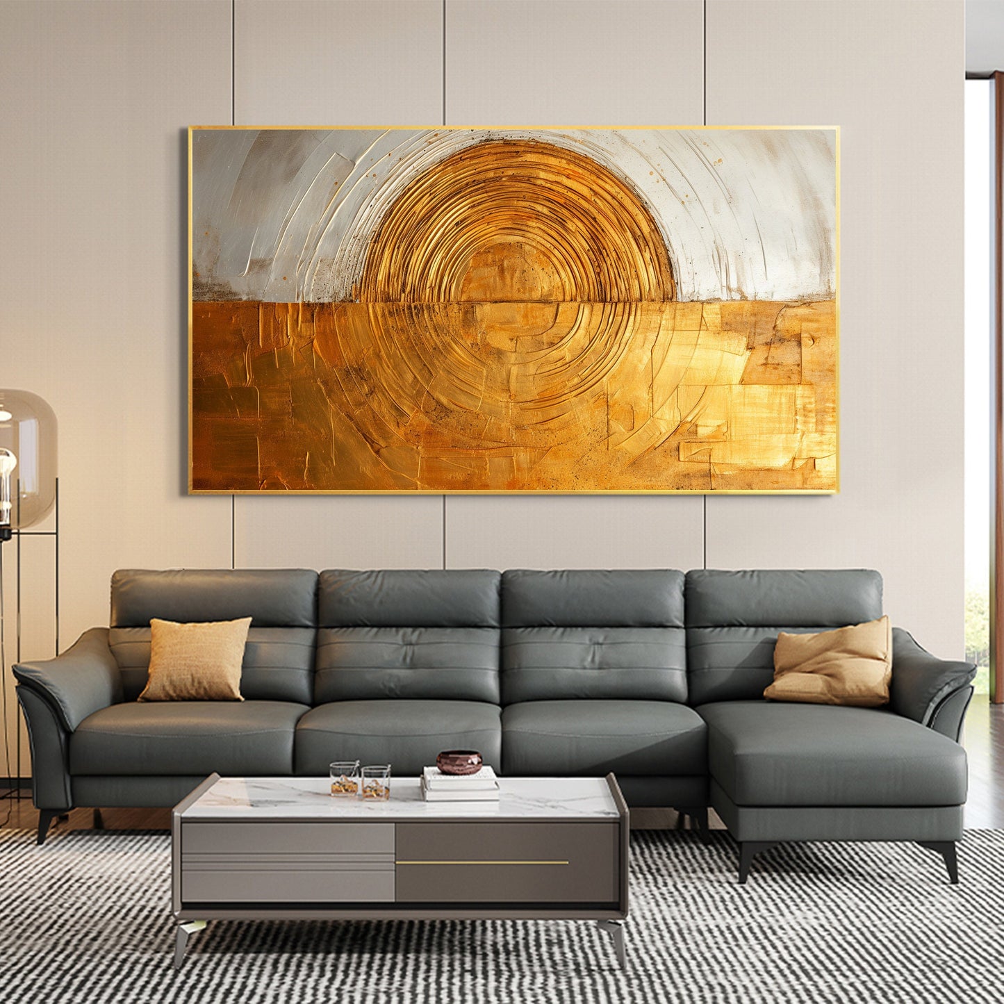 Gold Art Deco Textured Abstract Wall Art – Original Gold Foil