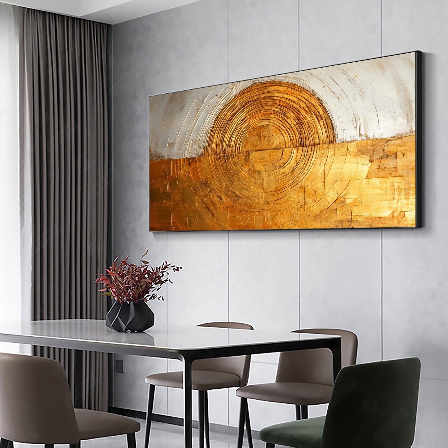 Gold Art Deco Textured Abstract Wall Art – Original Gold Foil