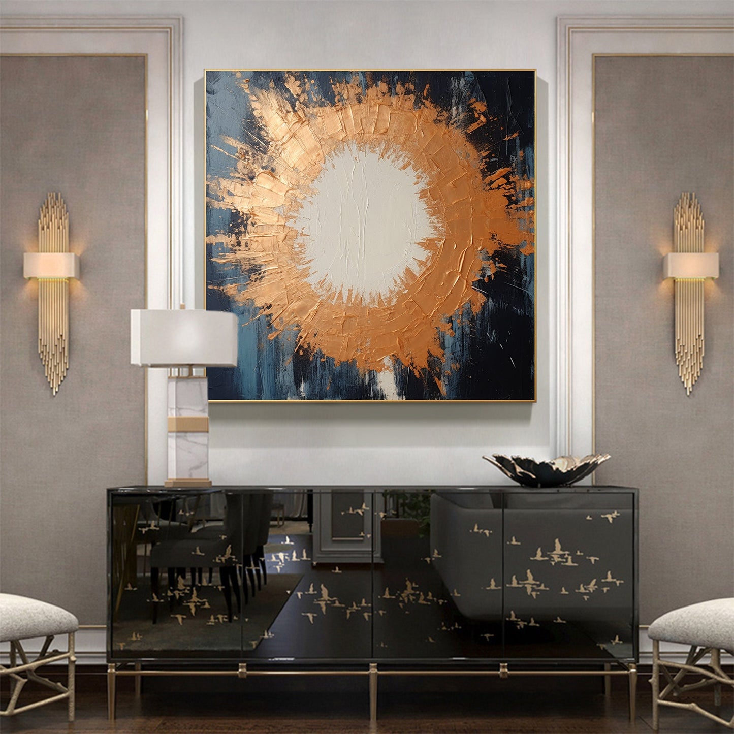 Large Gold Abstract Wall Art – Original Gold