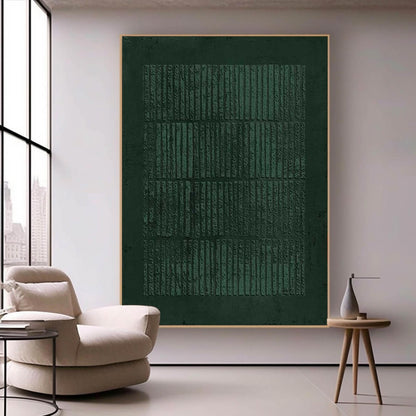 Large Dark Green Abstract Wall Art Textured Wabi Sabi Canvas for Living Room Decor