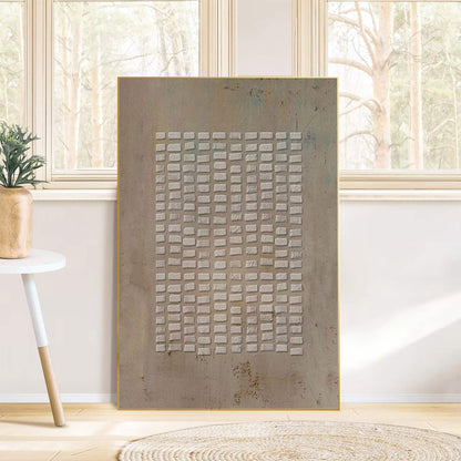 Brown Beige Wabi Sabi Wall Art 3D Block Texture Canvas Painting for Entryway Decor