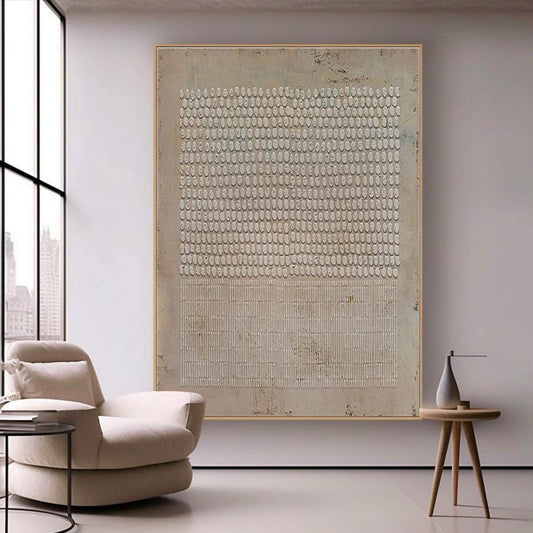 Geometric Abstract Wall Art Brown Wabi Sabi Textured Canvas Painting for Living Room Decor