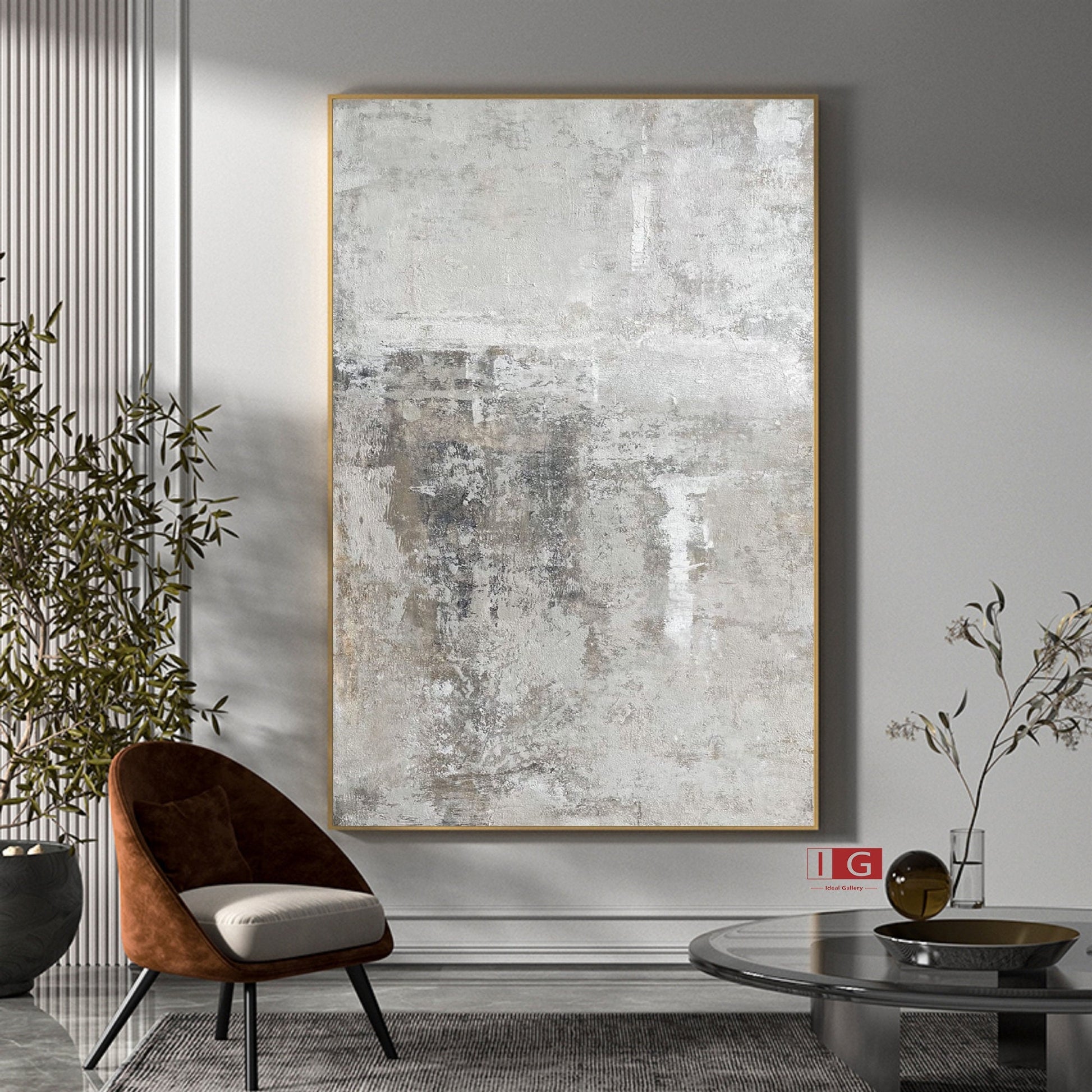 Beige Abstract Canvas Art – Minimalist Wall Decor – Abstract Painting