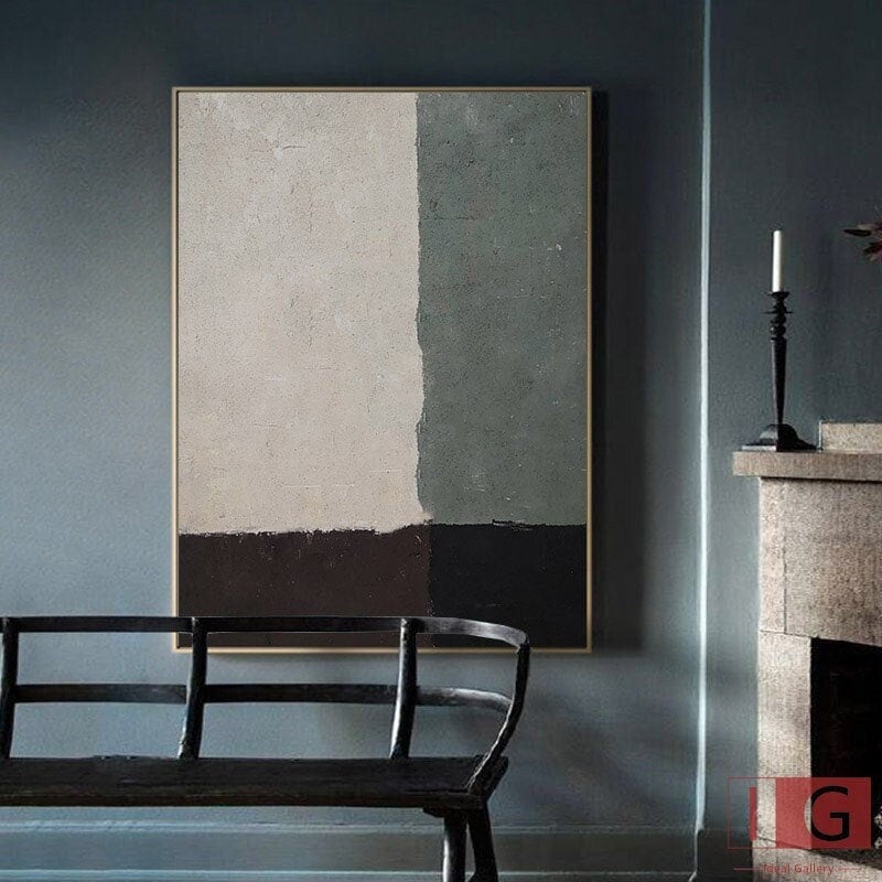 Sage Green Abstract Painting – Minimalist Wall Art