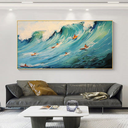 Blue Abstract Ocean Wave Seascape Wall Art