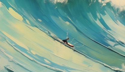 Blue Abstract Ocean Wave Seascape Wall Art Oil Painting