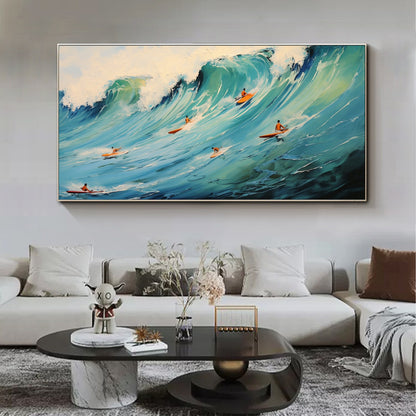 Blue Abstract Ocean Wave Seascape Wall Art