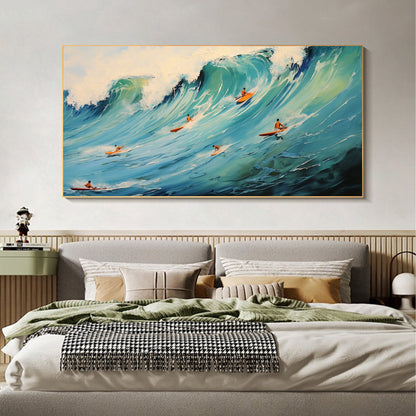 Blue Abstract Ocean Wave Seascape Wall Art