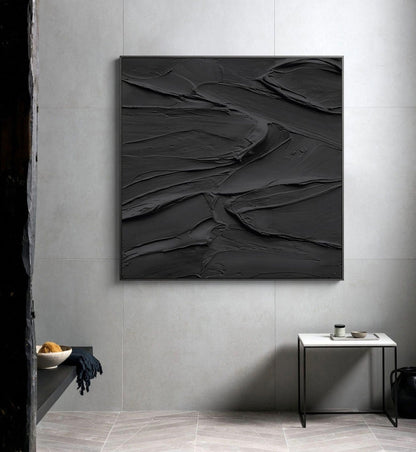 Black 3D Textured Wall Art – Minimalist Painting – Abstract Painting