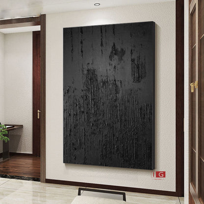 Black Abstract Painting Black 3D Textured Painting Black 3D Minimalist