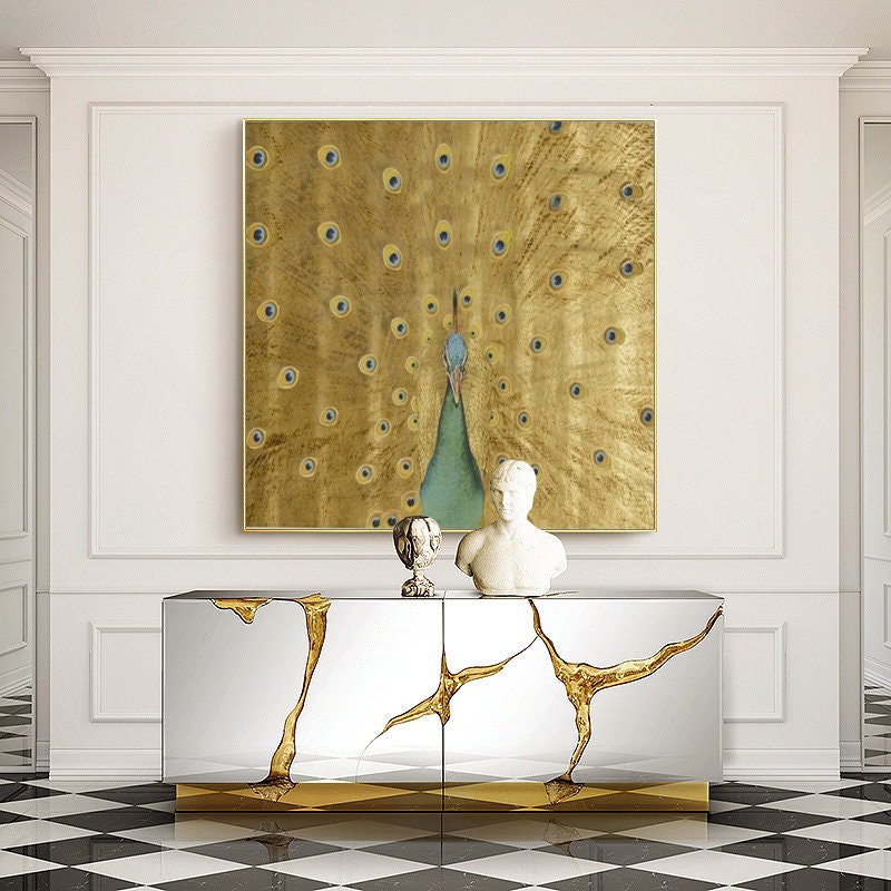 Hand Painted Peacock Acrylic Painting on Canvas, Large Abstract Peacock Canvas Wall Art, Original Animal Wall Art for Living Room,home Décor
