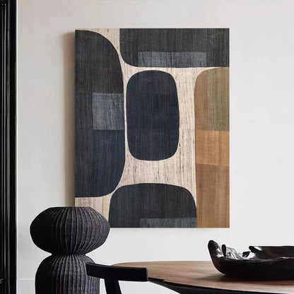 Black Beige Minimalist Canvas Art Black Beige Wabi-Sabi Wall Art Black Beige – Abstract Painting
