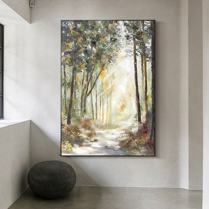 Impressionist Landscape Oil Painting on Canvas, Large Original Forest Canvas Wall Art, Modern Trees Painting for Living Room, Home Decor