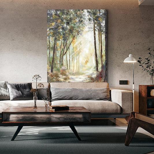 Impressionist Landscape Oil Painting on Canvas, Large Original Forest Canvas Wall Art, Modern Trees Painting for Living Room, Home Decor