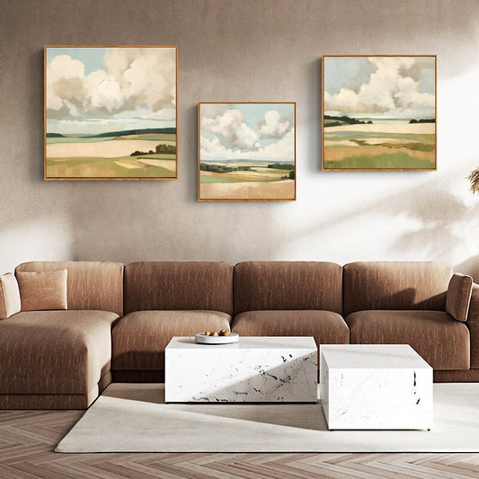Large Abstract Landscape Oil Painting on Canvas, Original Mountain and Clouds Canvas Wall Art, Modern Minimalist Nature Art for Living Room