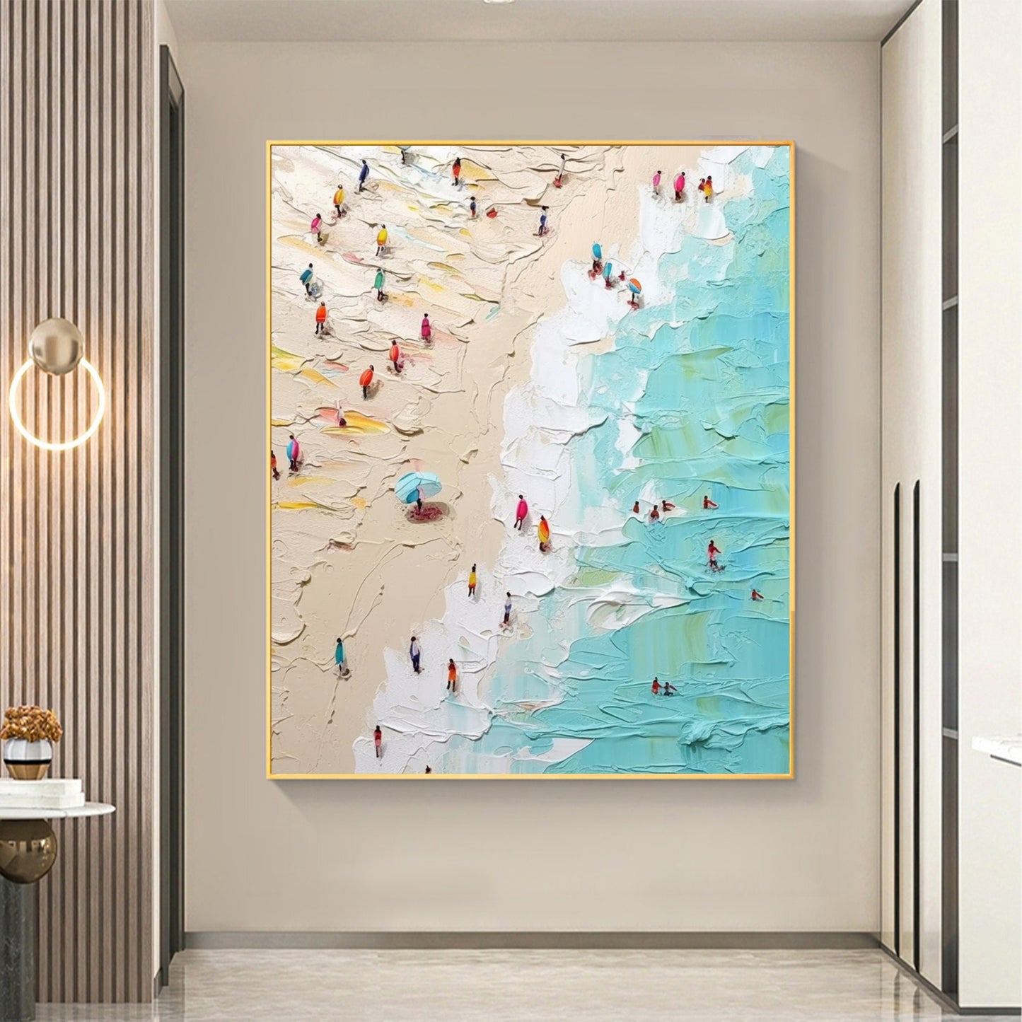 Original Beach – Gold Beach Seascape Wall Art | Abstract Oil Painting, view 2
