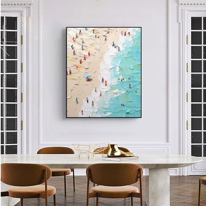 Gold Abstract Beach Seascape Wall Art – Original Beach Oil Painting