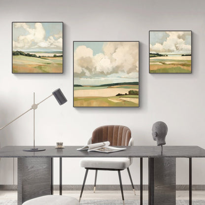 Large Abstract Landscape Oil Painting on Canvas, Original Mountain and Clouds Canvas Wall Art, Modern Minimalist Nature Art for Living Room