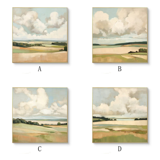 Large Abstract Landscape Oil Painting on Canvas, Original Mountain and Clouds Canvas Wall Art, Modern Minimalist Nature Art for Living Room
