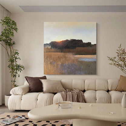 Abstract Landscape Oil Painting on Canvas, Large Original Forest Canvas Wall Art, Modern Hand-painted Landscape Oil Painting for Living Room