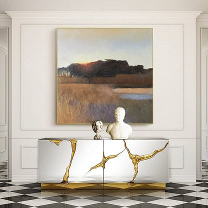 Abstract Landscape Oil Painting on Canvas, Large Original Forest Canvas Wall Art, Modern Hand-painted Landscape Oil Painting for Living Room