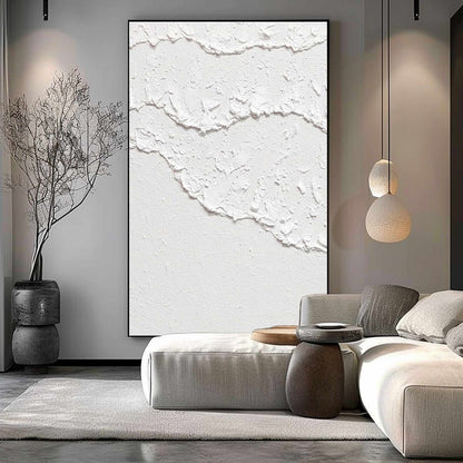 White Waves Abstract Painting – 3D Textured Wall Art