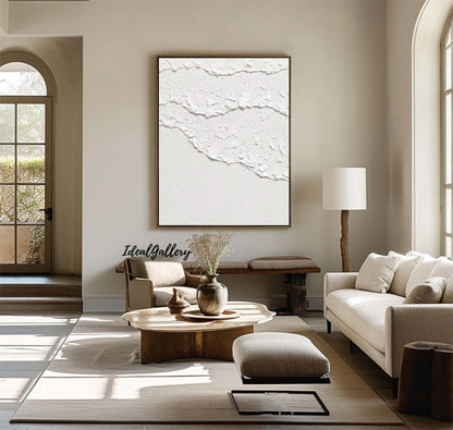 White Waves Abstract Painting – 3D Textured Wall Art