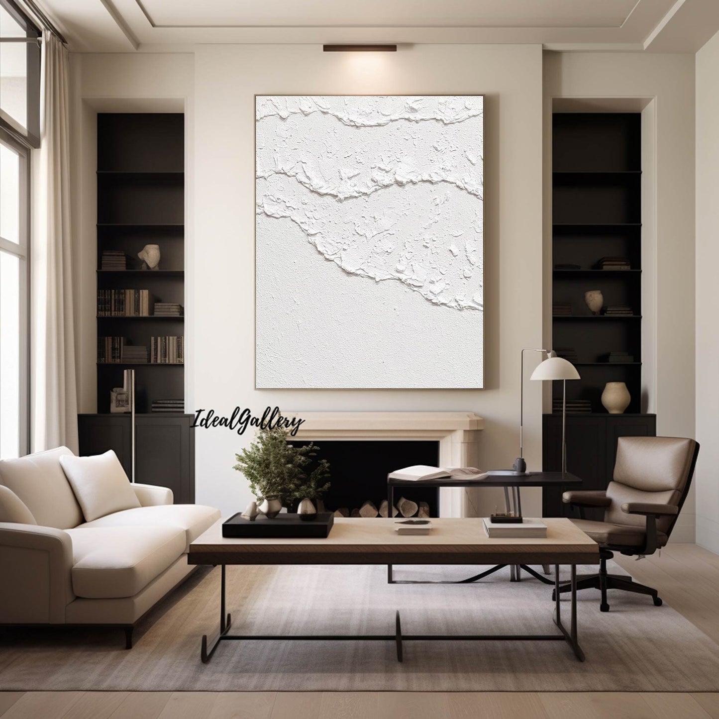 White Waves Abstract Painting – 3D Textured Wall Art