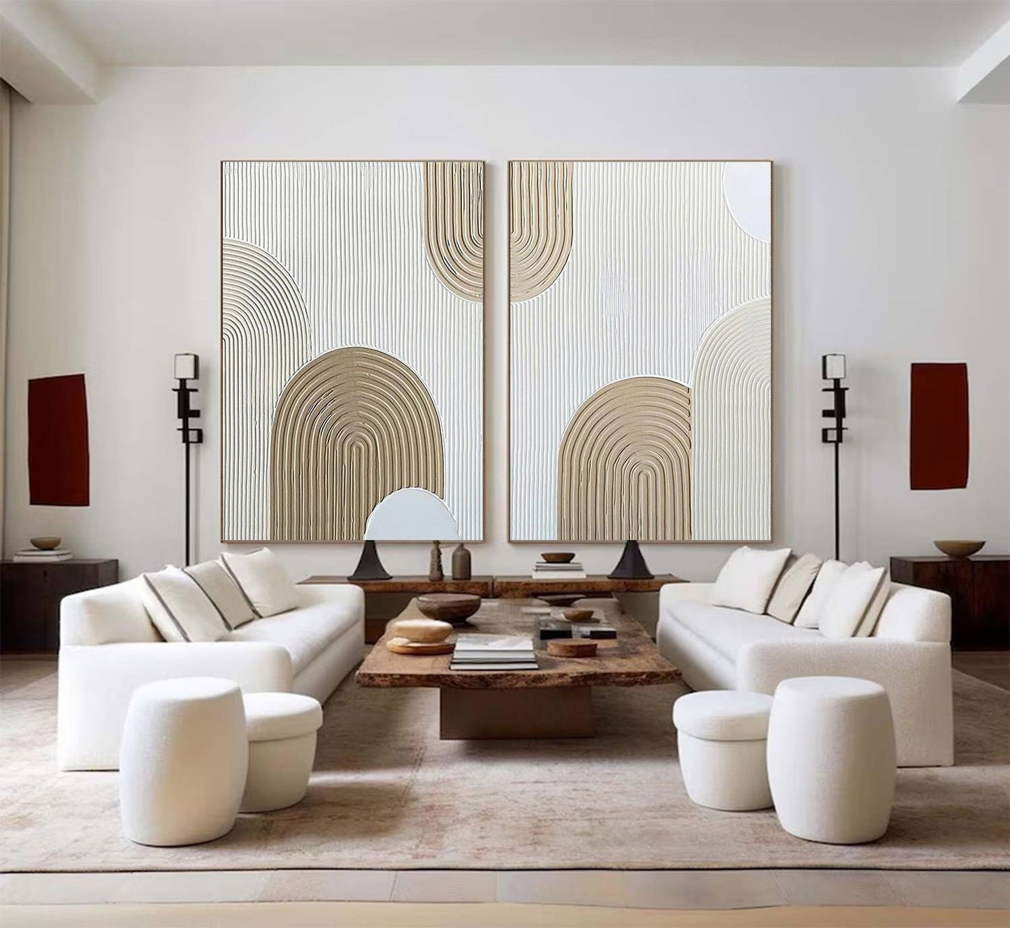 Beige Arch Painting Set – Minimalist Abstract Art (Unstretched) Canvas – Abstract Painting
