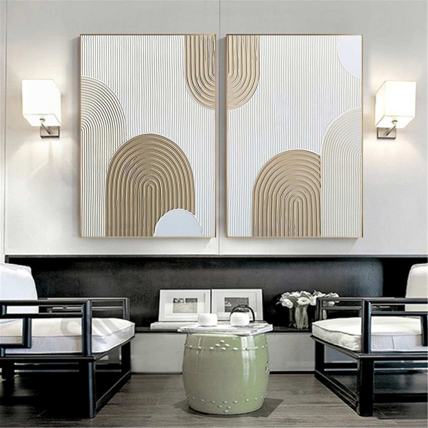 Beige Arch Painting Set – Minimalist Abstract Art (Unstretched) Canvas – Abstract Painting