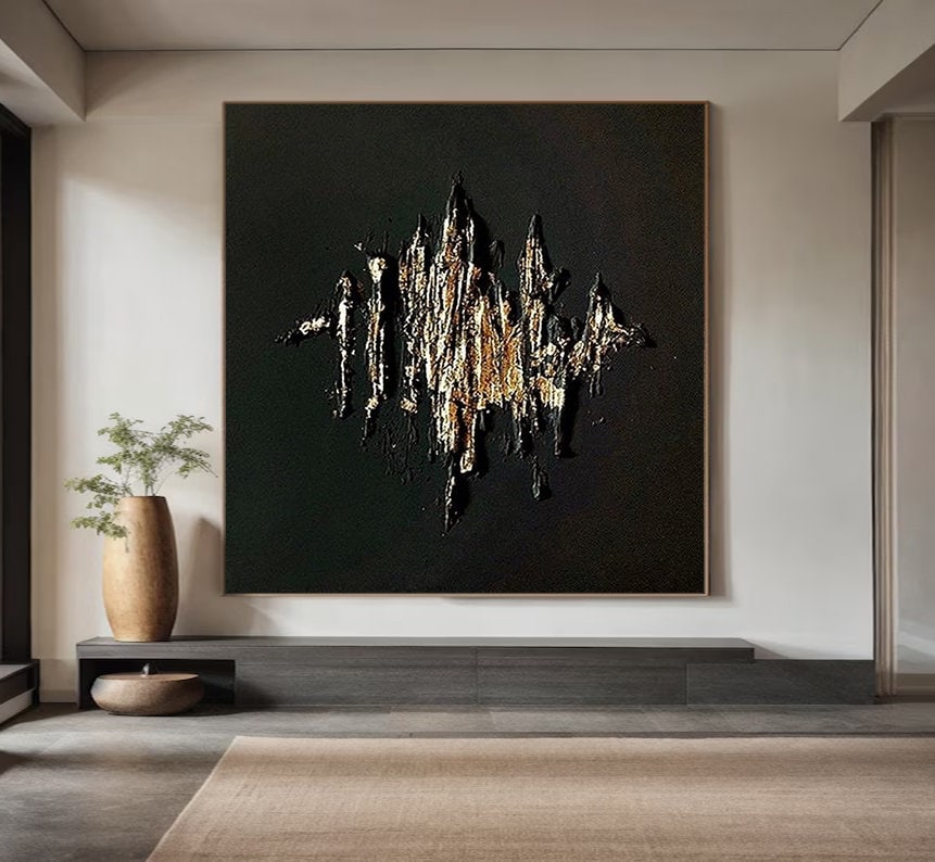 Black And Gold Painting Modern Wall Painting Personalized Gifts Gold Painting – Custom Painting
