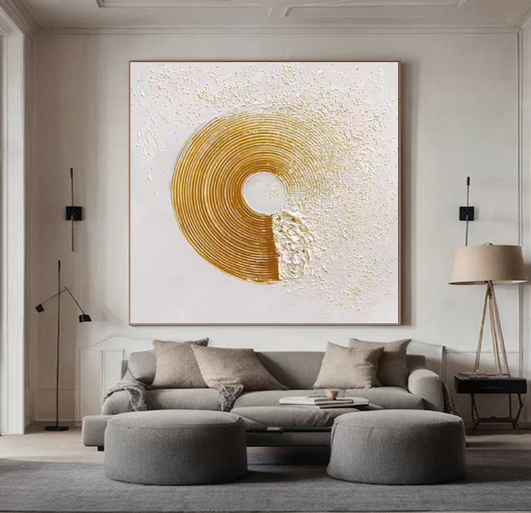 Gold Texture Painting – Abstract Plaster Art on Canvas – Personalized Gift – Custom Painting