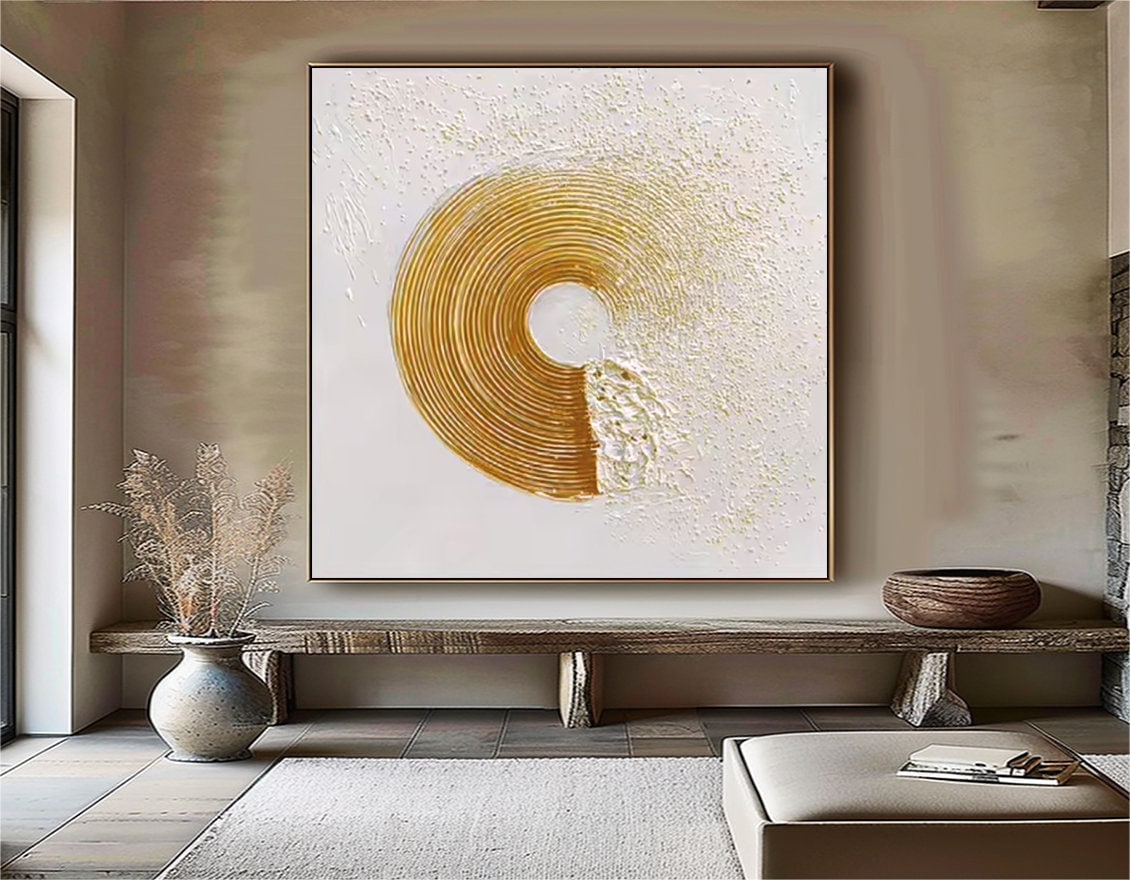 Gold Texture Painting – Abstract Plaster Art on Canvas – Personalized Gift – Custom Painting