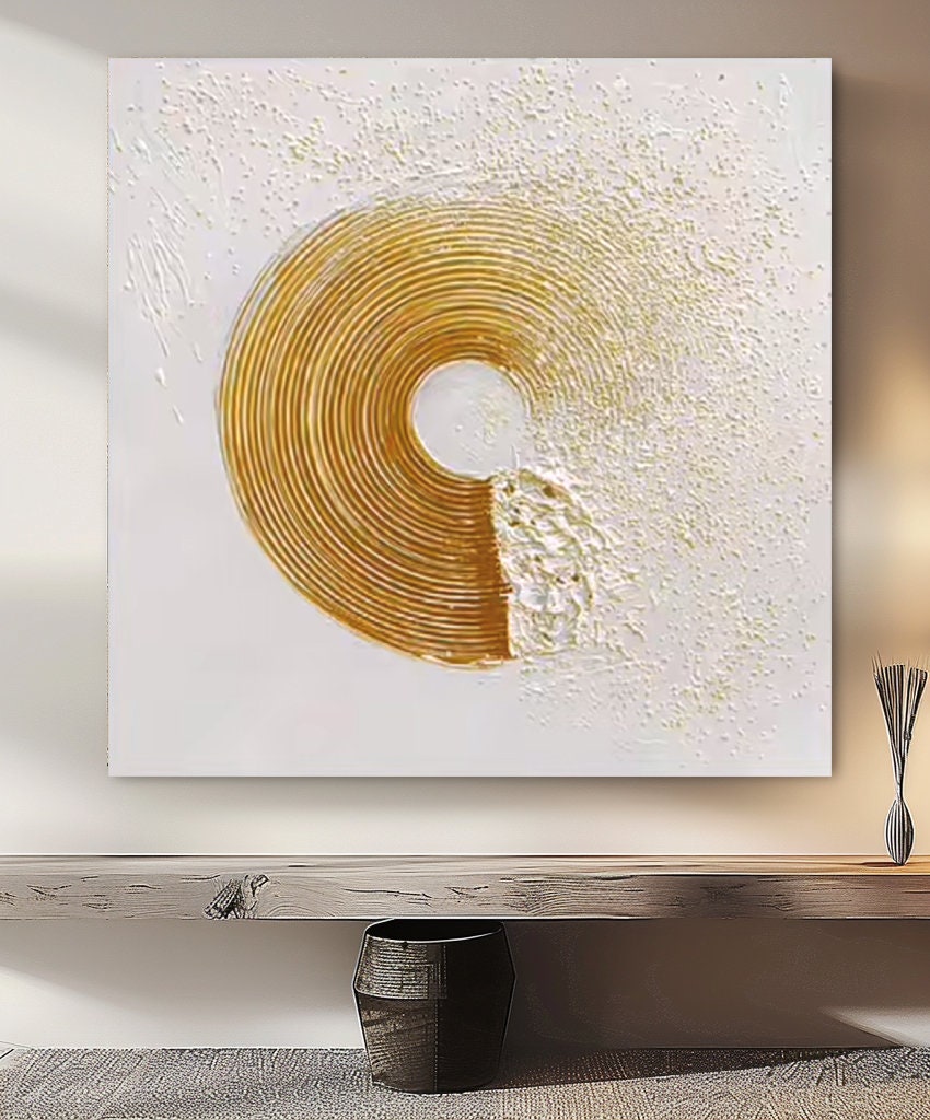 Gold Texture Painting – Abstract Plaster Art on Canvas – Personalized Gift – Custom Painting