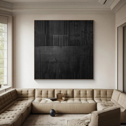 Black textured Wall Art Black plaster Wall Art Black Wabi-Sabi Wall Art Large – Abstract Painting