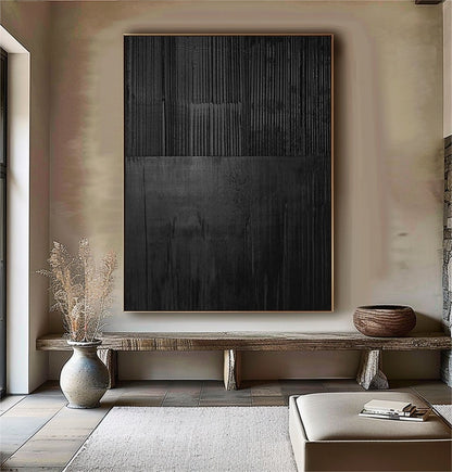 Large Black Abstract Textured Painting – 3D Wall Art Decor – Abstract Painting
