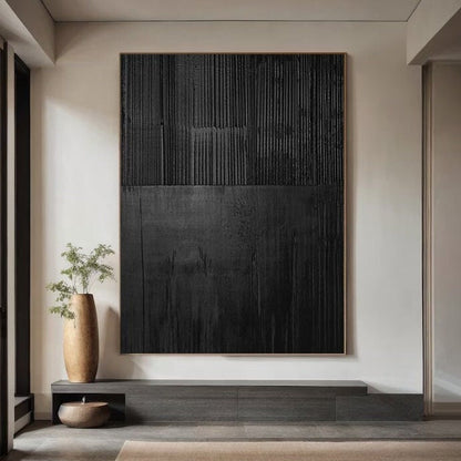 Large Black Abstract Textured Painting – 3D Wall Art Decor – Abstract Painting