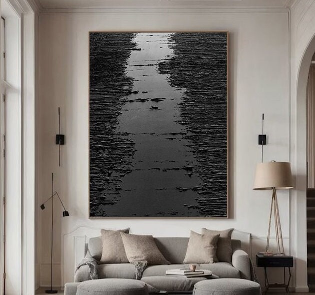 Personalized Black Abstract Painting – Minimalist Wall Decor – Custom Painting