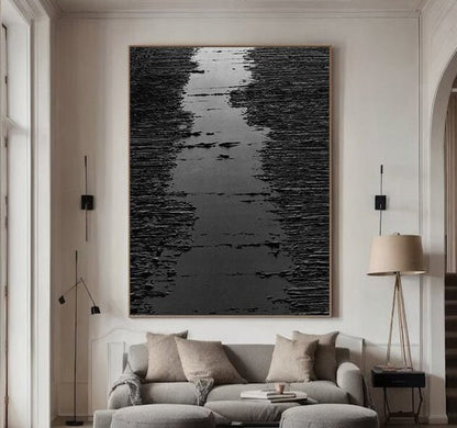 Personalized Black Abstract Painting – Minimalist Wall Decor – Custom Painting