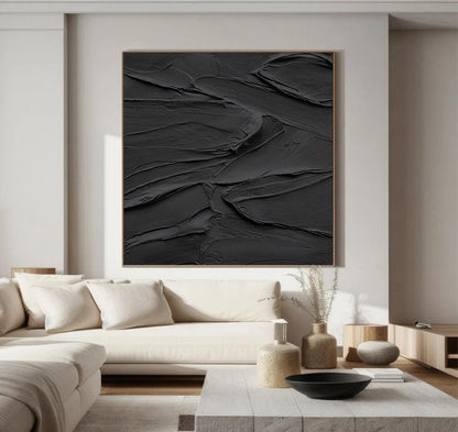 Black 3D Textured Wall Art – Minimalist Painting – Abstract Painting