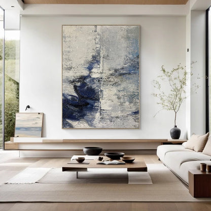Minimalist Blue Abstract Painting on Canvas – Contemporary Wall Art