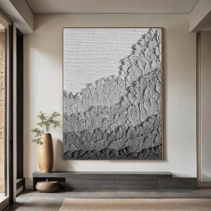 Black Textured Abstract Painting – Large 3D Wall Decor