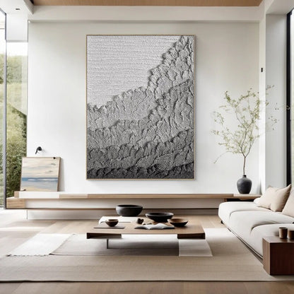 Black Textured Abstract Painting – Large 3D Wall Decor