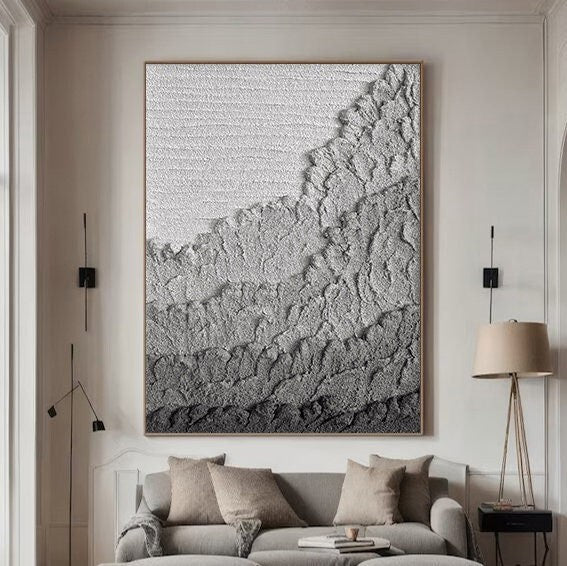 Black Textured Abstract Painting – Large 3D Wall Decor