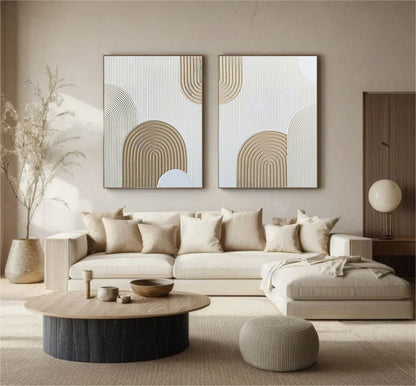 Beige Arch Painting Set – Minimalist Abstract Art (Unstretched) Canvas – Abstract Painting