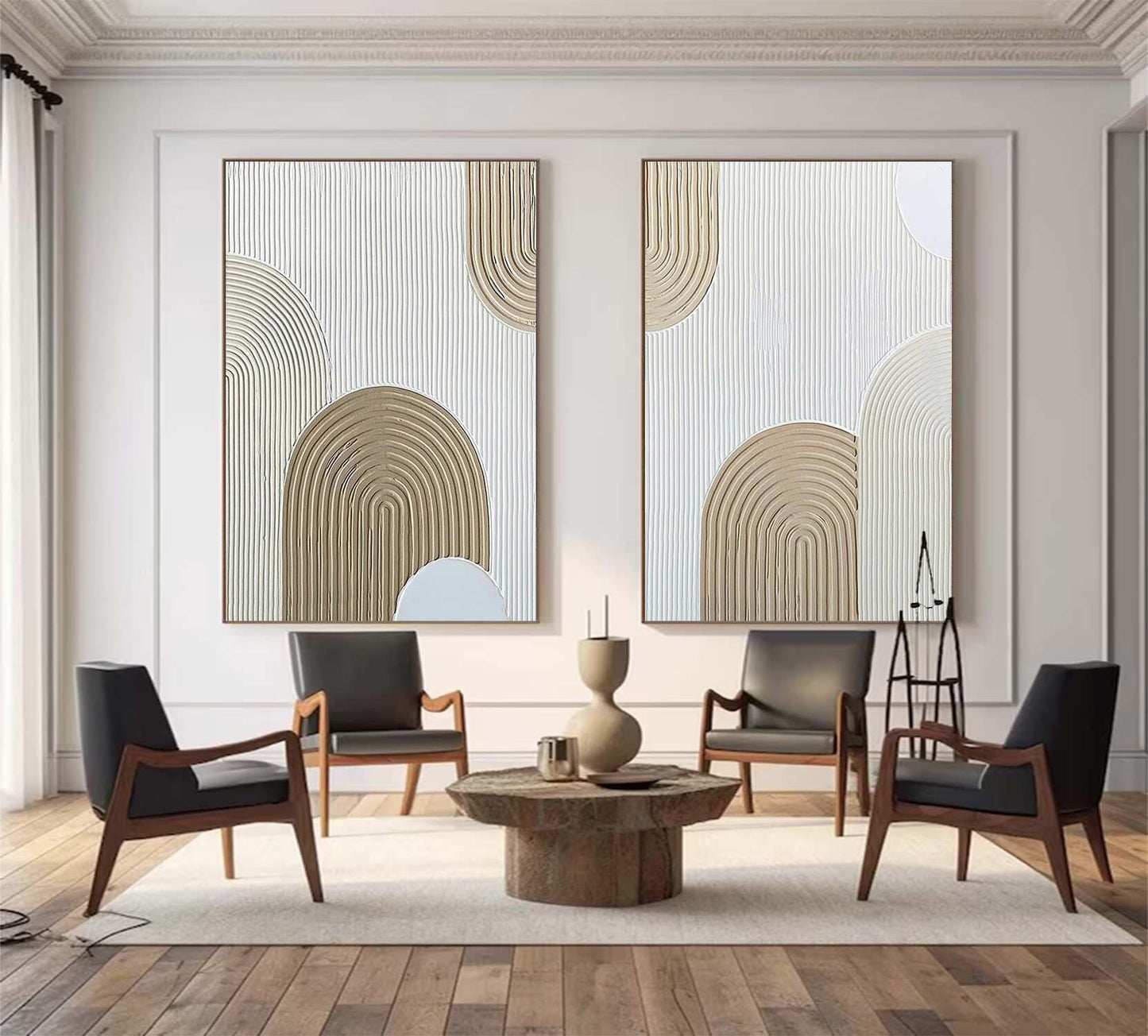 Beige Arch Painting Set – Minimalist Abstract Art (Unstretched) Canvas – Abstract Painting